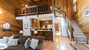 Smart TV, chimenea, reproductor de DVD y libros