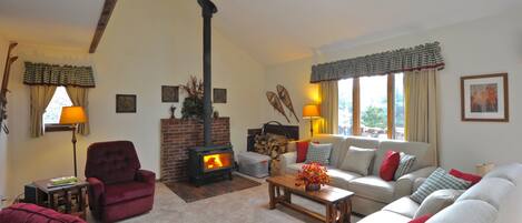 TV connectée, cheminée, lecteur de DVD, vidéothèque