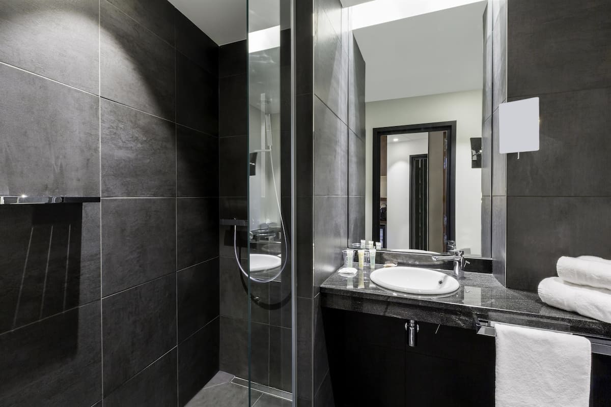 hair dryer, bathrobes, towels