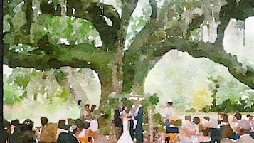 Outdoor banquet area
