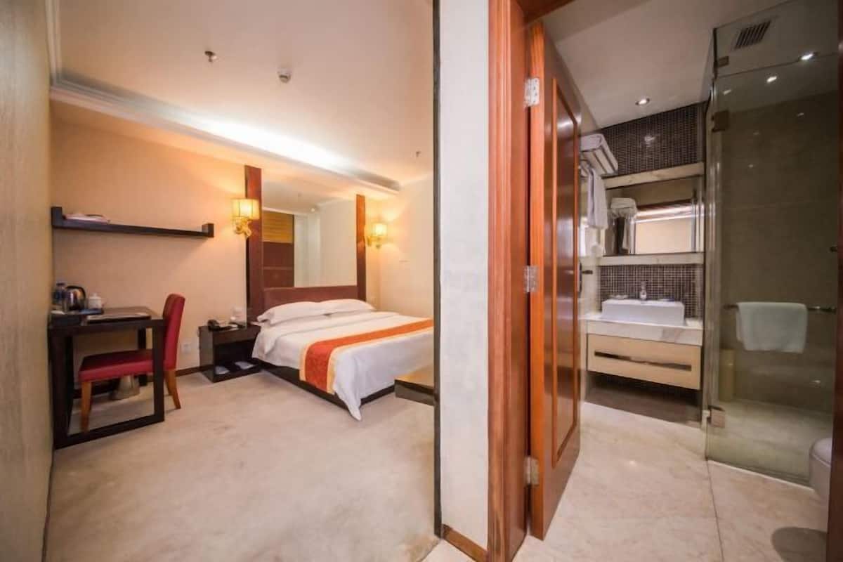 Desk, blackout drapes, iron/ironing board (on request), WiFi (free)