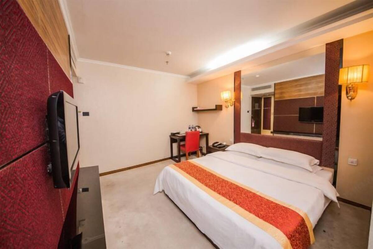 Desk, blackout drapes, iron/ironing board (on request), WiFi (free)