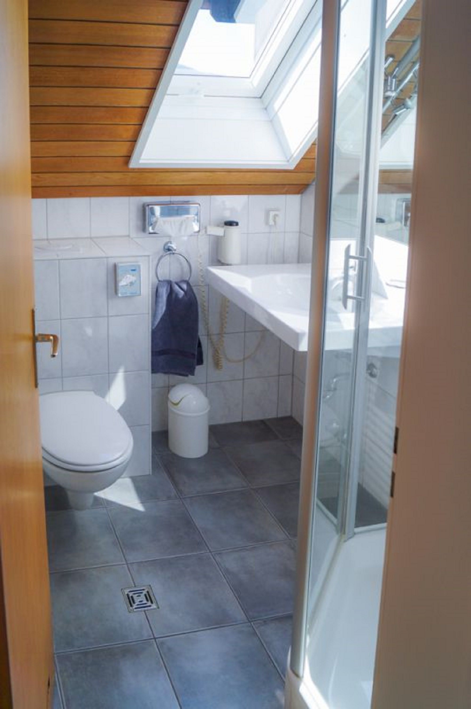 comfort single room | bathroom | shower, hair dryer, towels