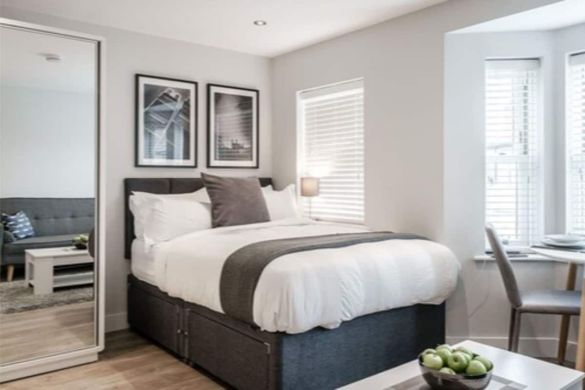 Deluxe Studio, 1 Katil Ratu (Queen) | Cadar kapas Mesir, peralatan tempat tidur premium, kalis bunyi 