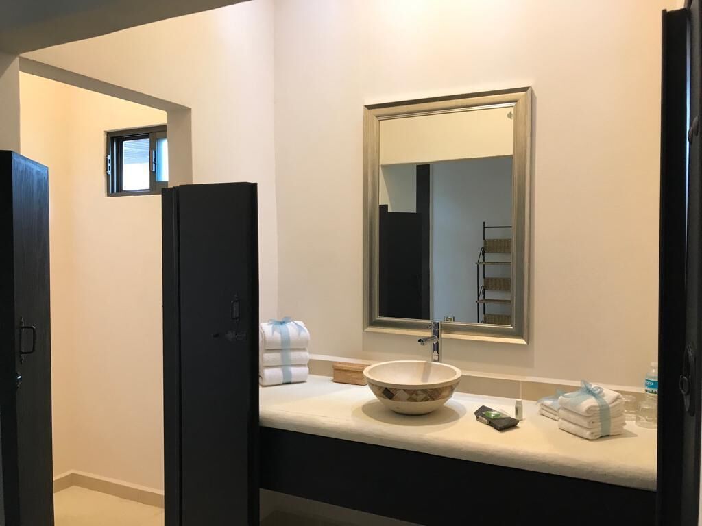 luxury double room, 1 king bed, non smoking | bathroom | shower, free toiletries, hair dryer, towels