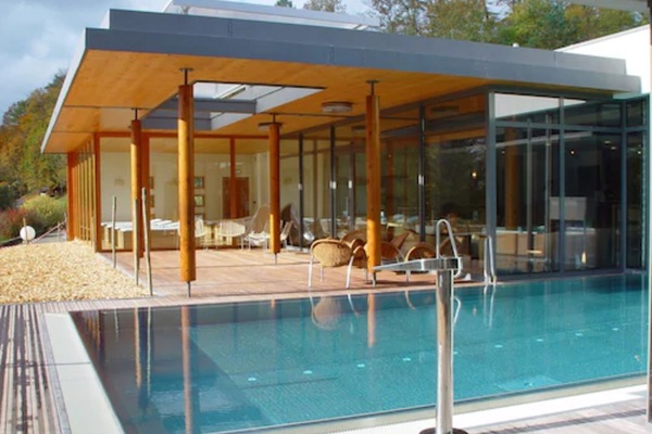 Indoor pool, outdoor pool, pool loungers