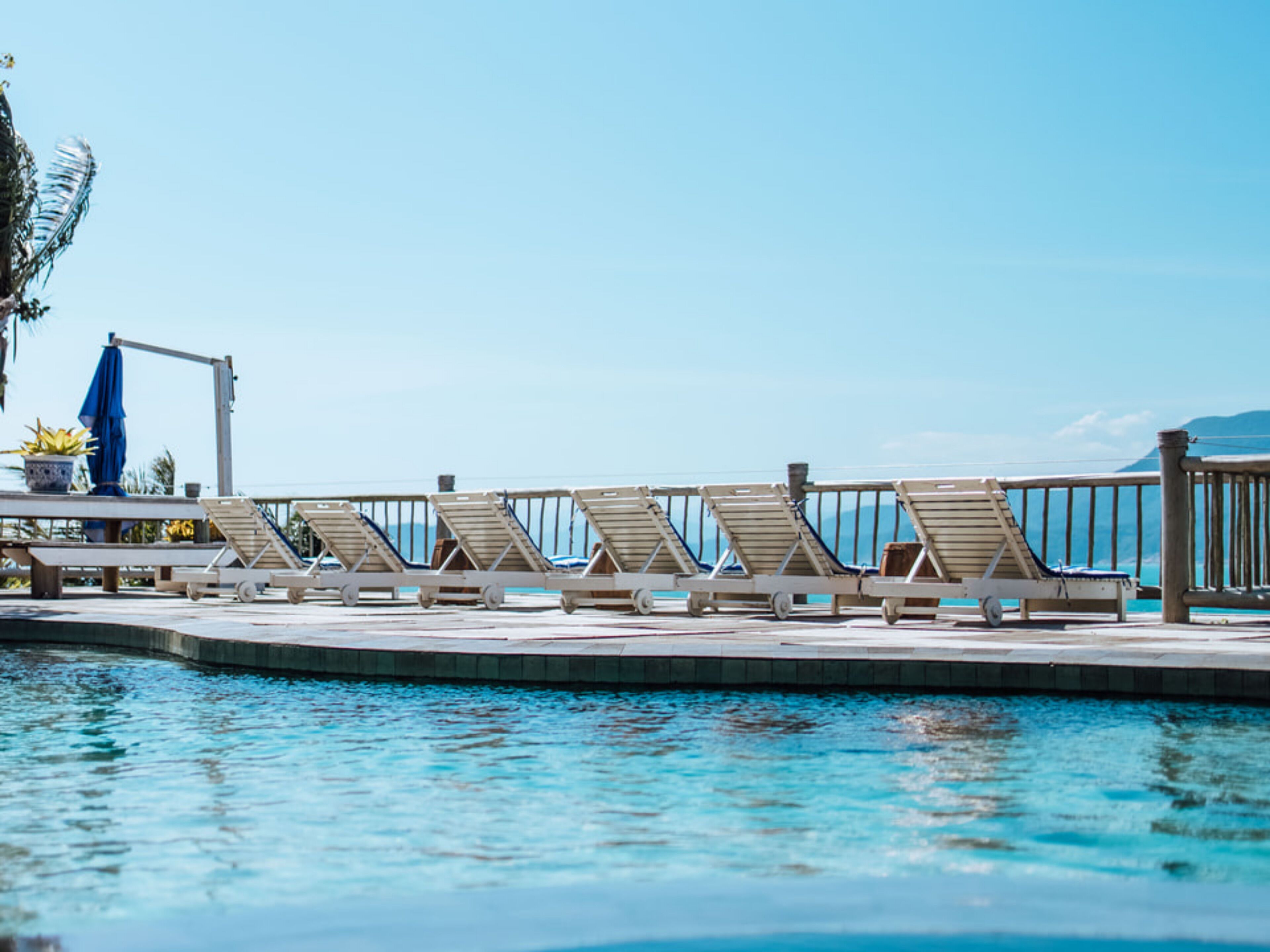 Outdoor pool, pool loungers