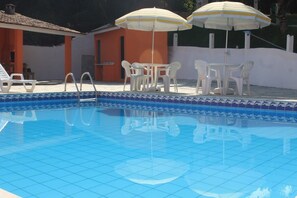 Outdoor pool, pool loungers
