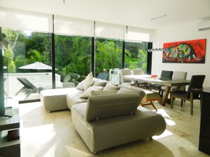 Deluxe Townhome, Multiple Beds, Non Smoking | Living area | 42-inch Smart TV with premium channels, TV, Netflix - Luxury Townhouse Private Pool and Golf (Akumal)