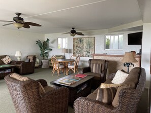 Smart TV, DVD player, books, music library