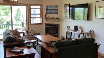 Smart TV, fireplace, video games, books