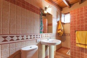 Bathtub, hair dryer, towels