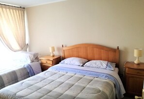 2 bedrooms, blackout curtains, iron/ironing board, free WiFi