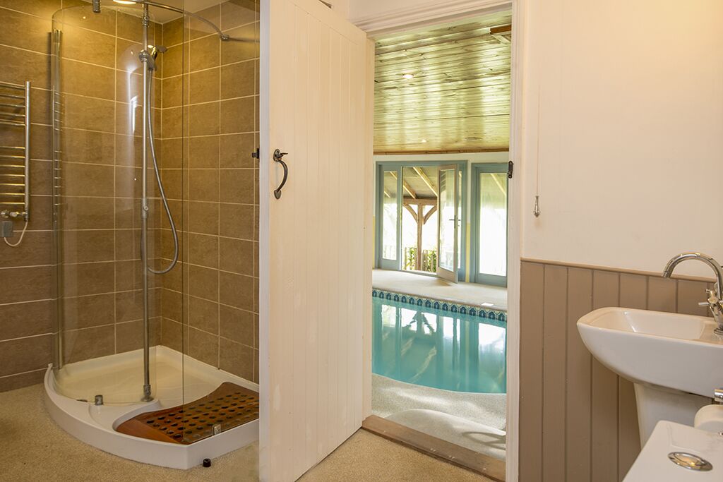 Combined shower/tub, hair dryer, towels, toilet paper