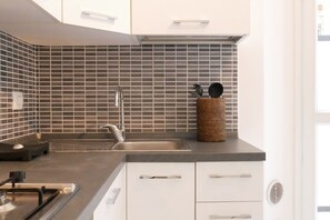 Fridge, electric kettle, toaster