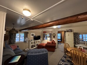 Smart TV, DVD player - Peaceful Vintage 1920's Lakefront Red Log Cabin (Fifty Lakes)