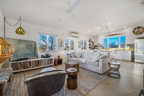 Smart TV, DVD player, books, music library