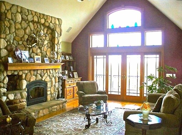 TV, fireplace, DVD player, stereo