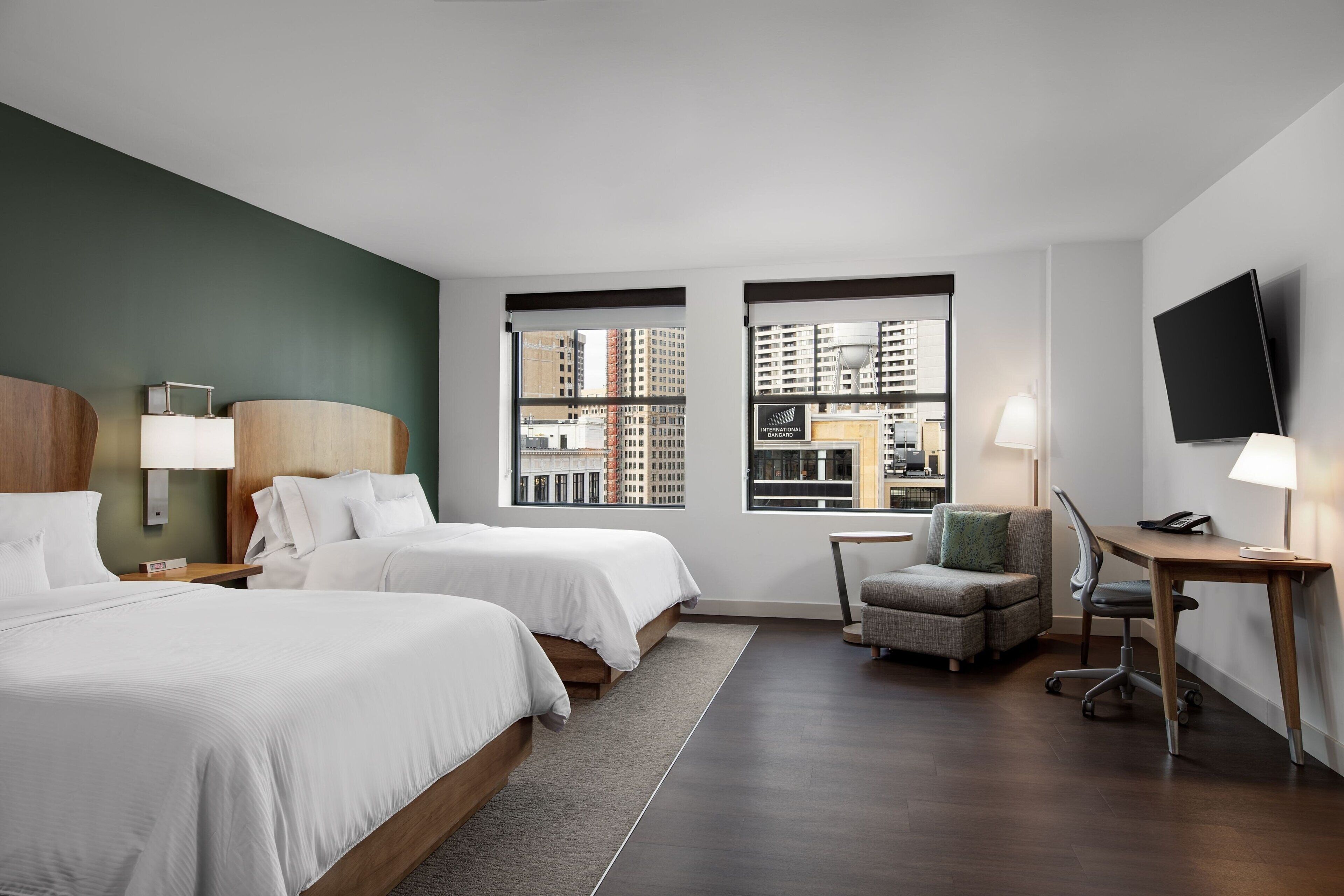 room, 2 queen beds | premium bedding, in-room safe, desk, iron/ironing board