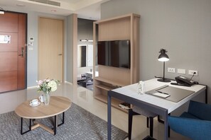 Family Suite, 2 Bedrooms | Living area | 43-inch LCD TV with cable channels, TV - Jolley Hotel (Taipei)