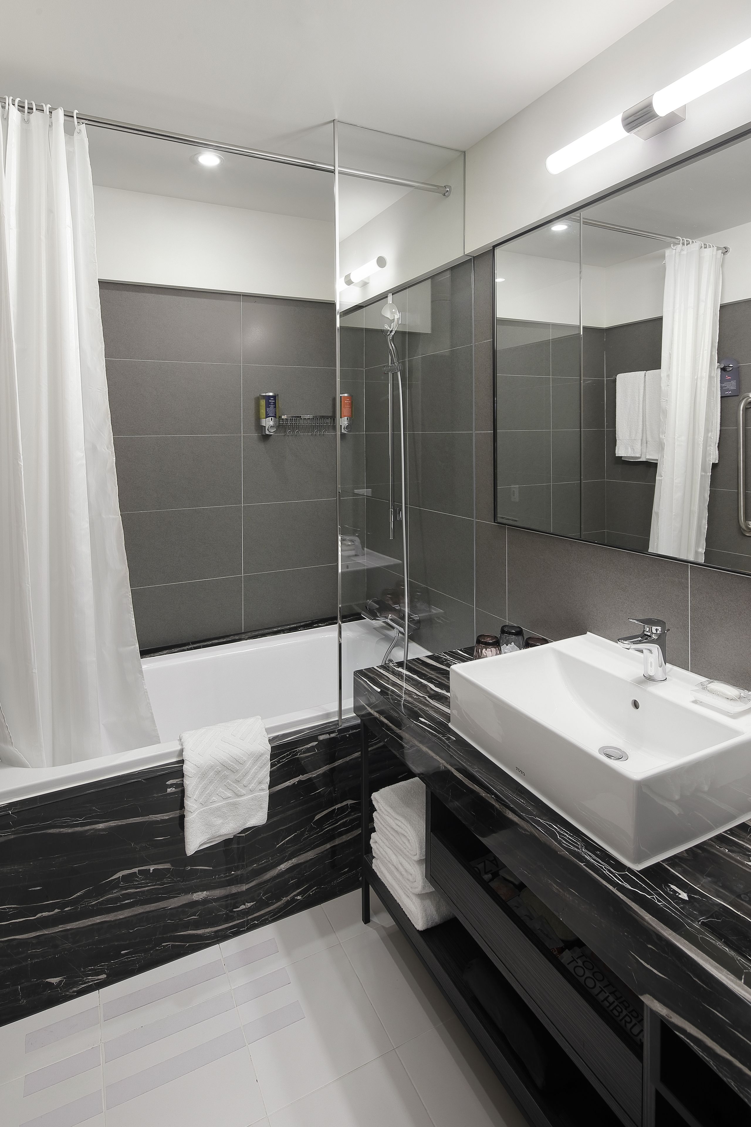 rainfall showerhead, free toiletries, hair dryer, bathrobes