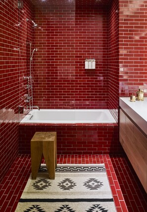 Two Bedroom Suite | Bathroom | Separate tub and shower, deep soaking tub, rainfall showerhead - Caldera House Jackson Hole (Teton Village)