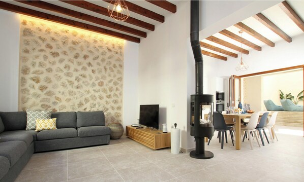 TV, fireplace, DVD player