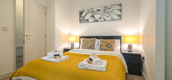 Apartment, 1 Doppelbett, Nichtraucher | 1 Schlafzimmer, Bettwäsche aus ägyptischer Baumwolle