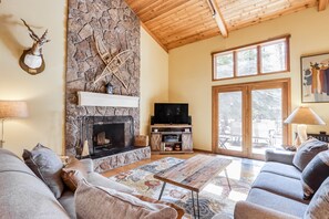 TV, fireplace, table football, ping pong