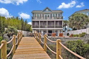 Terrace/patio - 5BR/4BA Home-Ocean & Marsh Views, Private Pool, Fishing Dock - Sleeps 12 (Oak Island)