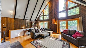 Smart TV, fireplace, DVD player, books - Stunning Asheville Home w/ Hot Tub, Pool Table, Sleeps 12, 6 Miles from Downtown (Asheville)