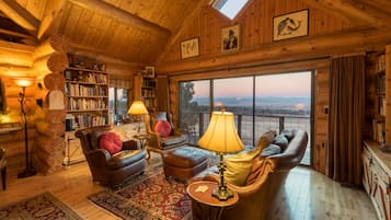 Smart TV, fireplace, video games, DVD player
