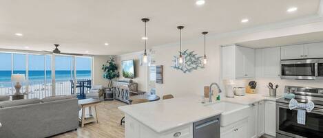 Fridge, microwave, oven, dishwasher