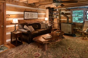 TV, fireplace, DVD player, books