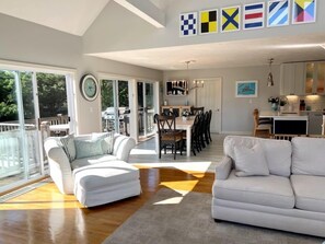 Flat-screen TV, DVD player, table tennis