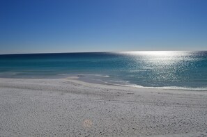 Plage, chaises longues
