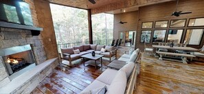 TV, fireplace, video games