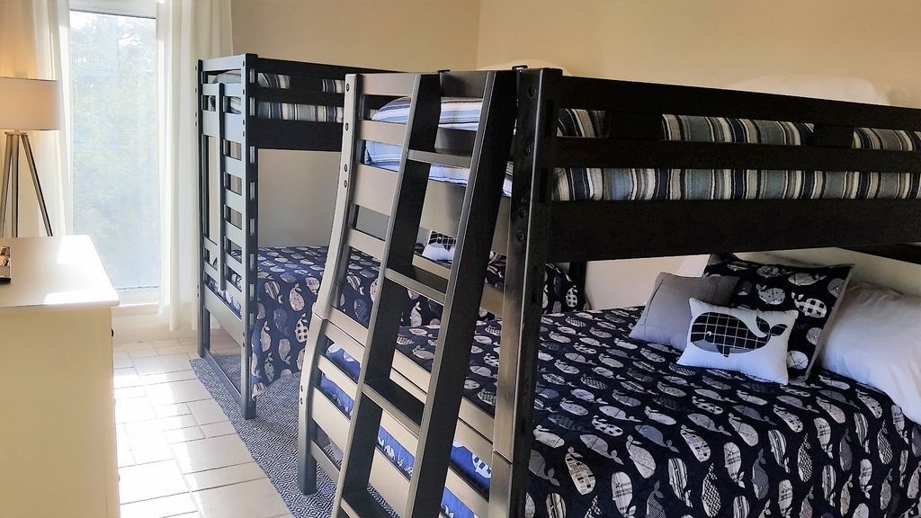 The second bedroom has two bunks providing three twins and one double bed. 