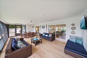 Smart TV, DVD player, books, music library