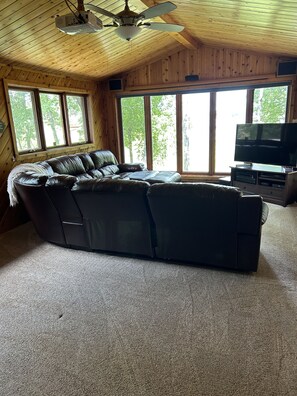 Smart TV, fireplace, DVD player, video library