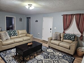 Smart TV, fireplace, DVD player, video library