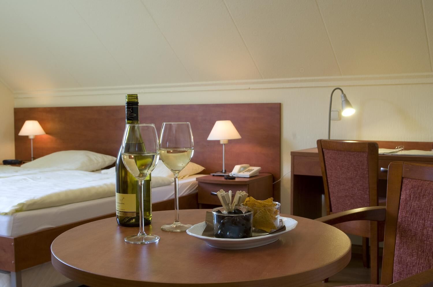 premium bedding, desk, blackout curtains, free wifi