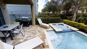 Seasonal outdoor pool, pool umbrellas, sun loungers