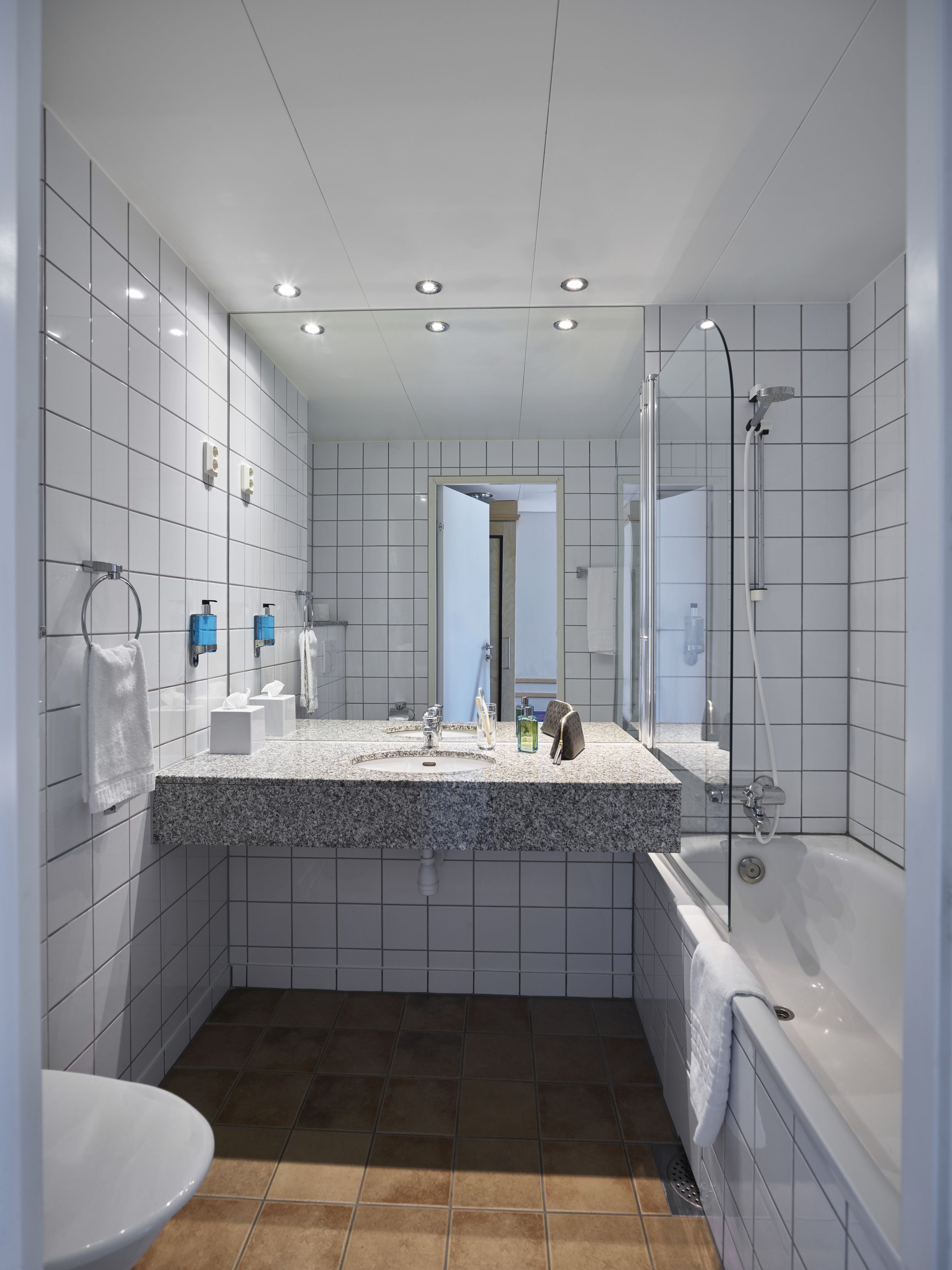 free toiletries, hair dryer, towels