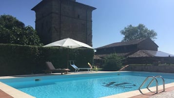 Outdoor pool, sun loungers