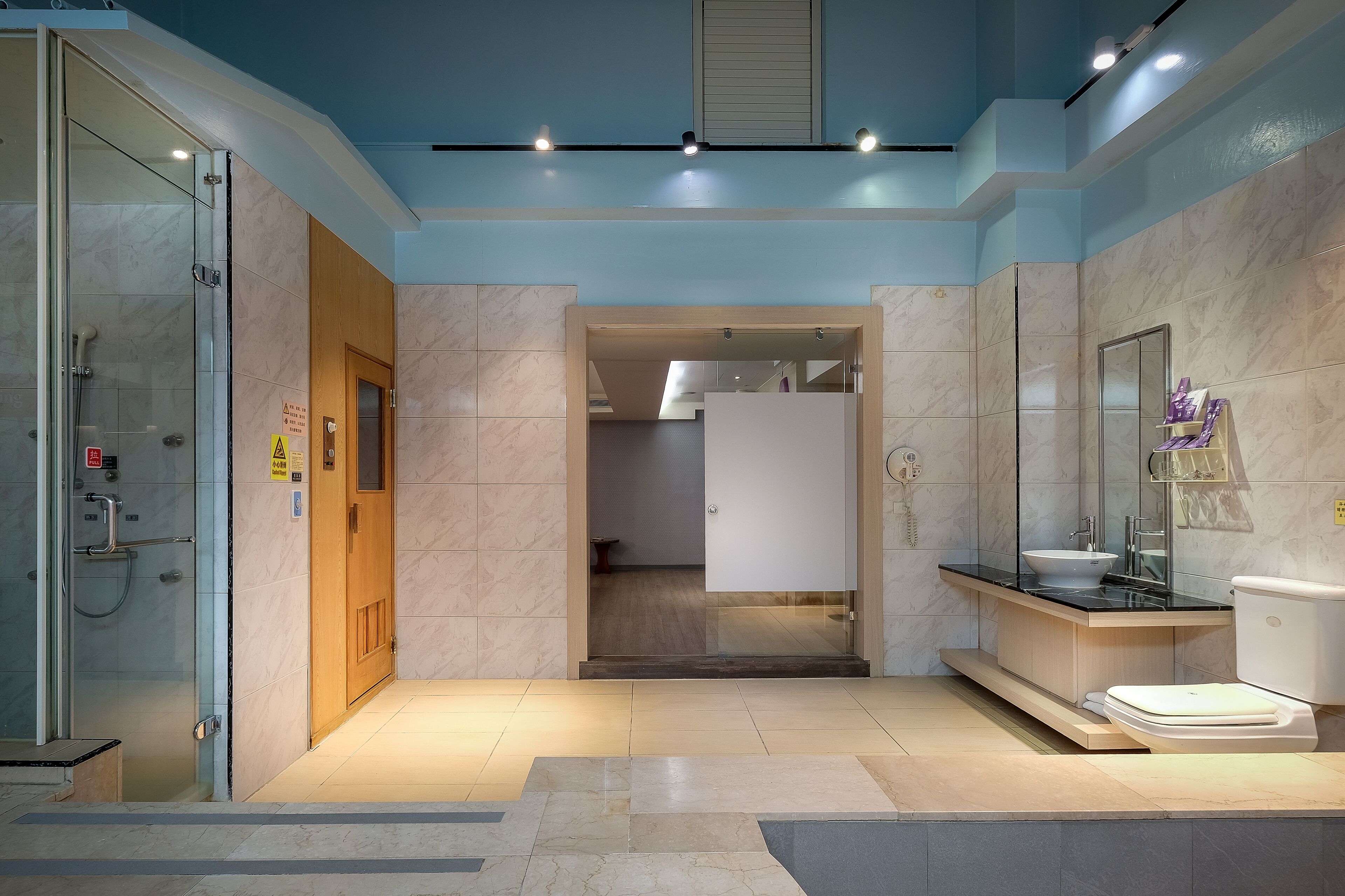 senior double room | bathroom | separate bathtub and shower, deep-soaking bathtub, rainfall showerhead