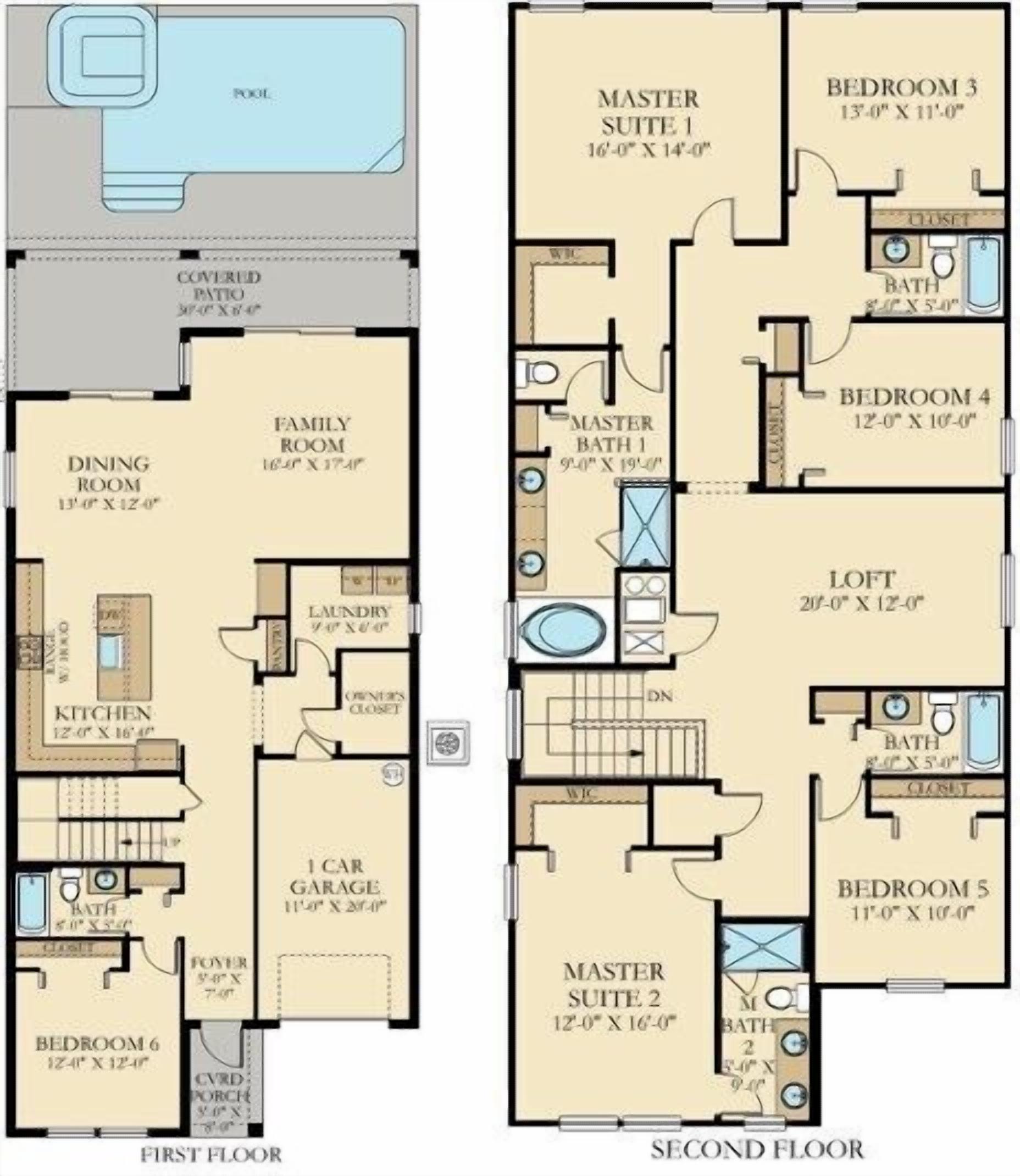 Un appartement à deux étages comprenant une terrasse couverte, une salle à manger, une cuisine, un salon, un garage et un espace aménagé en mezzanine.