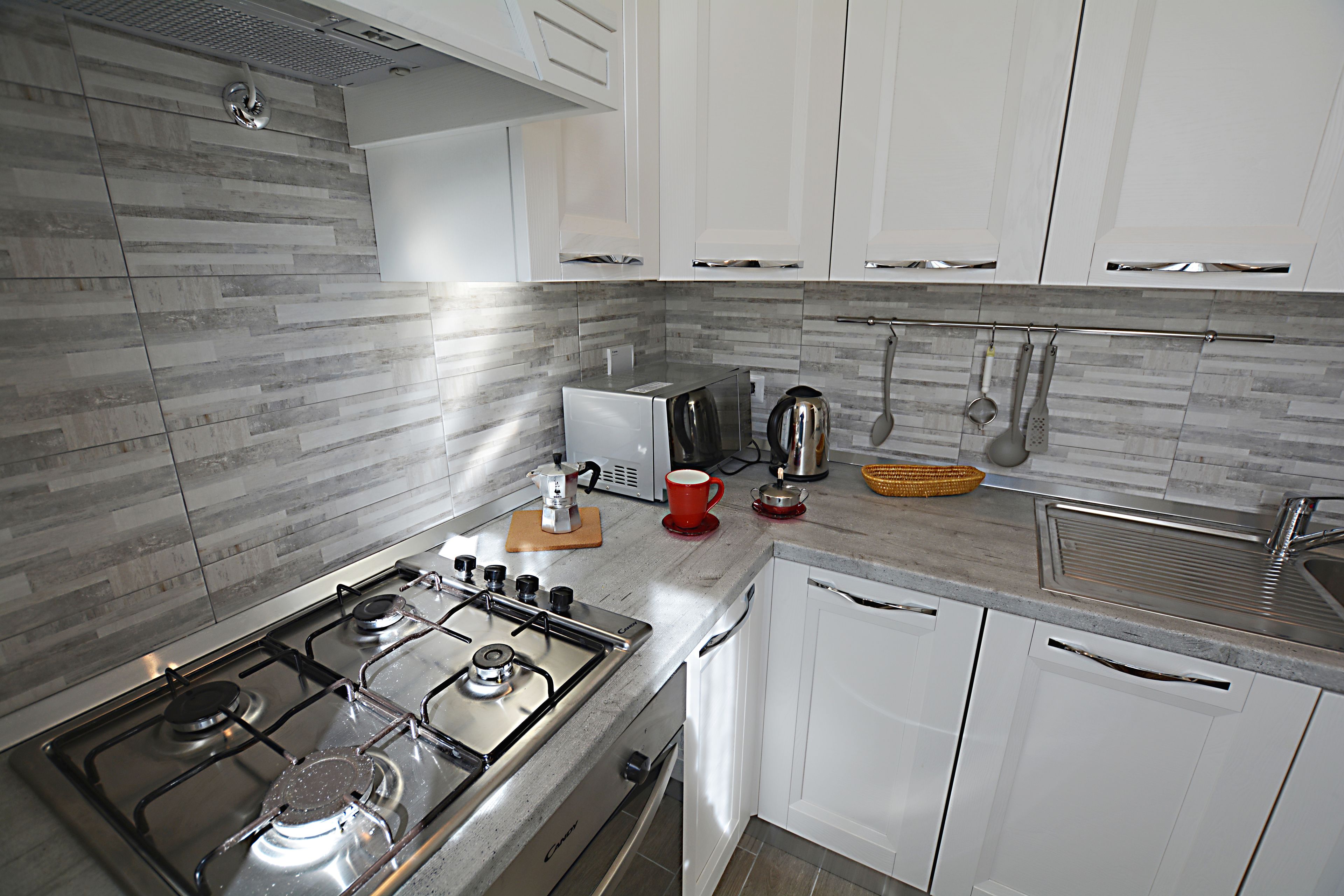 Full-sized fridge, microwave, oven, stovetop