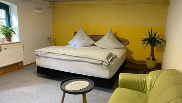 Desk, cots/infant beds, free WiFi, bed sheets