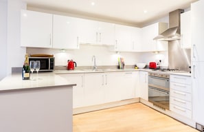 Apartment (2 Bedrooms) | Private kitchen | Full-size fridge, microwave, oven, stovetop - Bright, Spacious 2BR Central Cambridge Flat for 4 (Cambridge)